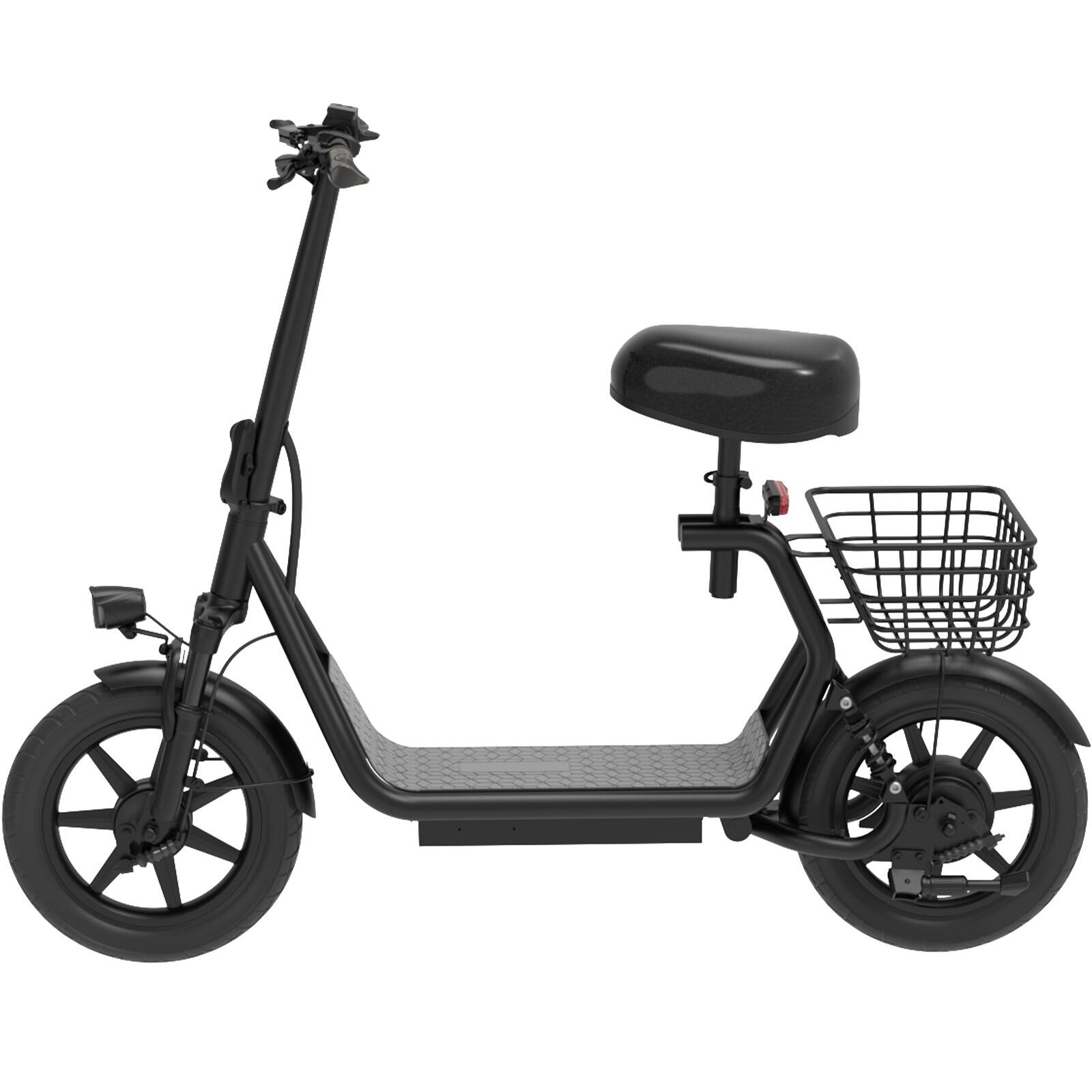 Left. HiBoy - U2 Electric Scooter with Seat w/  25 mi Max Operating Range & 20 mph Max Speed - Black.