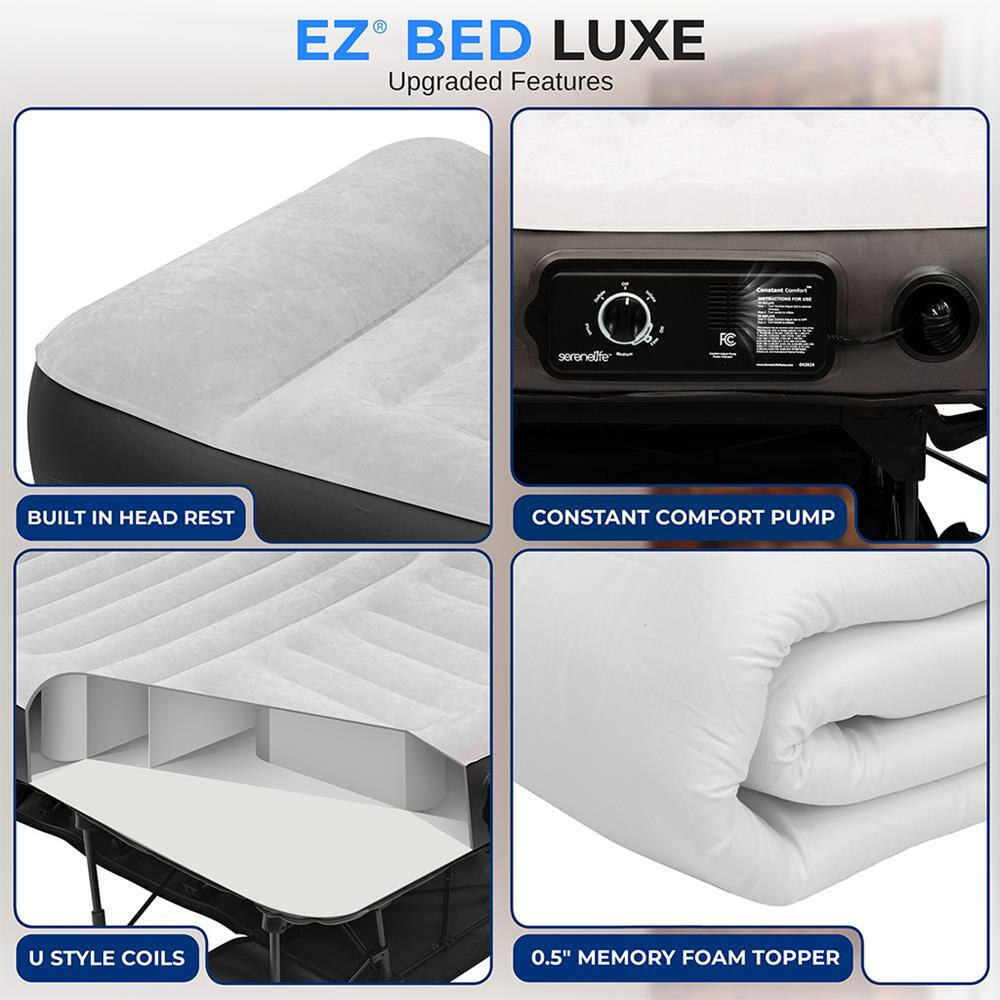 EZ BED LUXE  
Upgraded Features

- BUILT IN HEAD REST
- CONSTANT COMFORT PUMP
- U STYLE COILS
- 0.5" MEMORY FOAM TOPPER