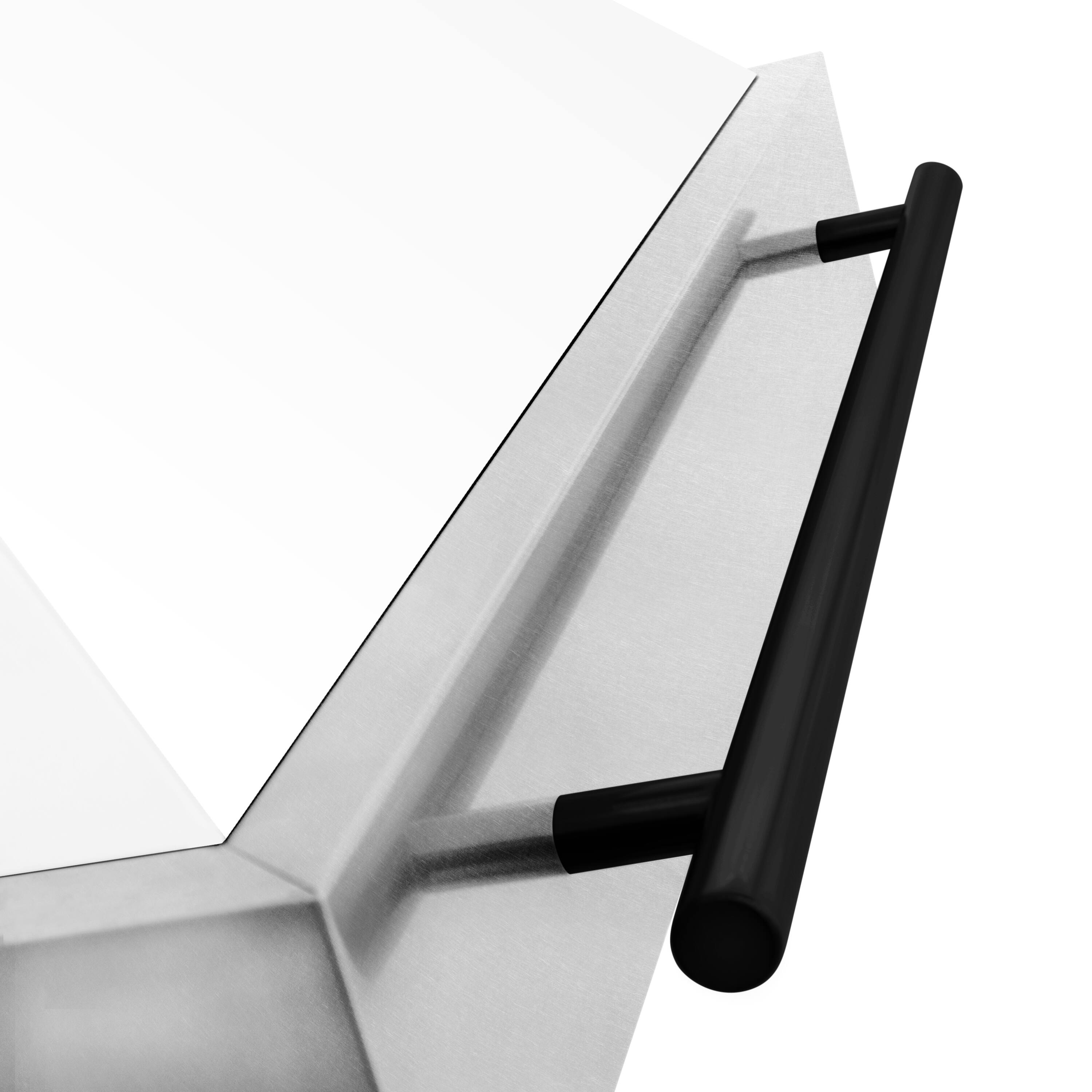 Alt View 2. ZLINE - ZLINE Autograph Edition 48 in. Satin Stainless Steel Wall Mount Range Hood with White Matte Shell and Matte Black Handle - Satin Stainless Steel with White Matte Shell.