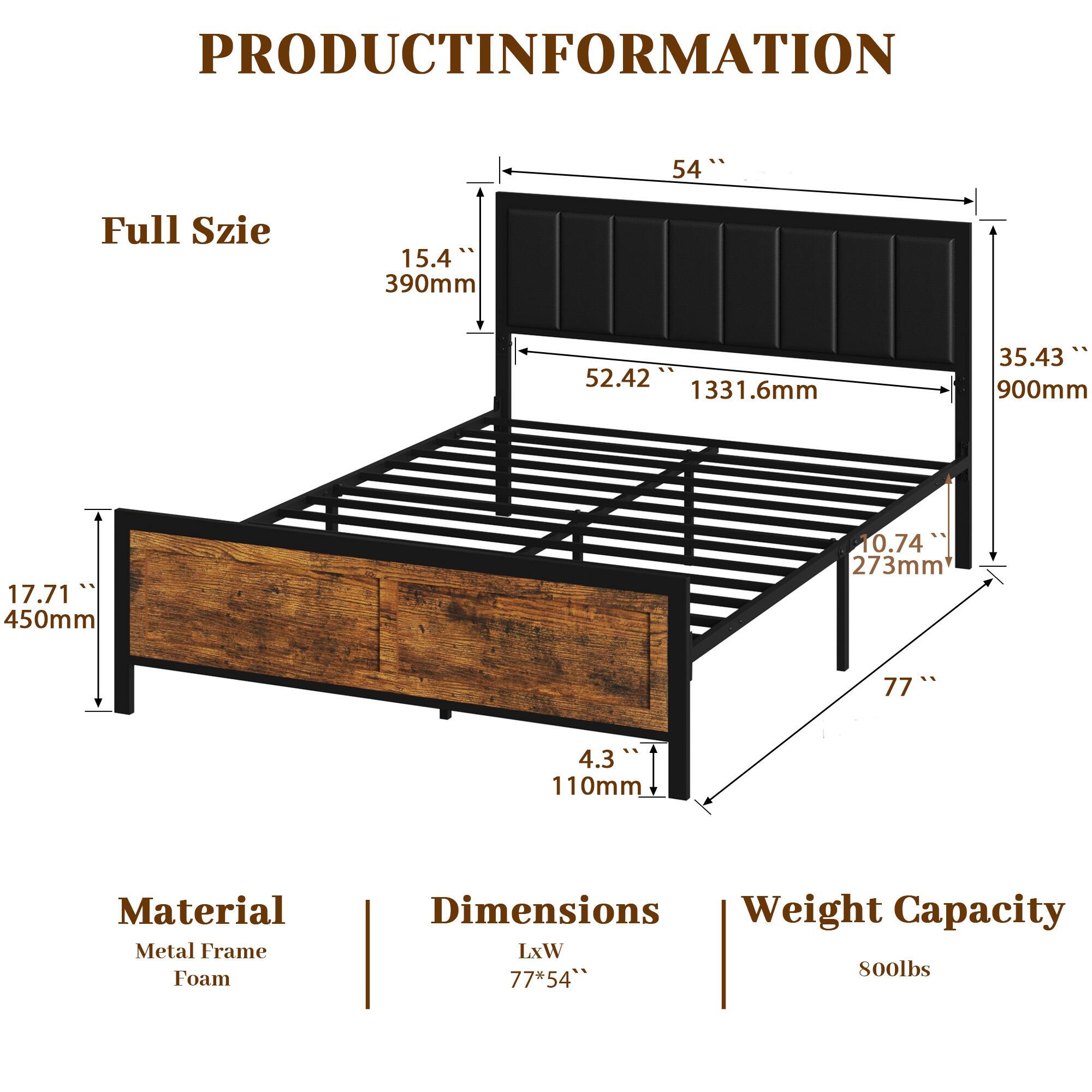 PRODUCT INFORMATION

Full Size
- 54" (1371.6mm)
- 15.4" (390mm)
- 52.42" (1331.6mm)
- 35.43" (900mm)
- 17.71" (450mm)
- 10.74" (273mm)
- 77" (1955.8mm)
- 4.3" (110mm)

Material
- Metal Frame
- Foam

Dimensions
- LxW: 77" x 54"

Weight Capacity
- 800lbs