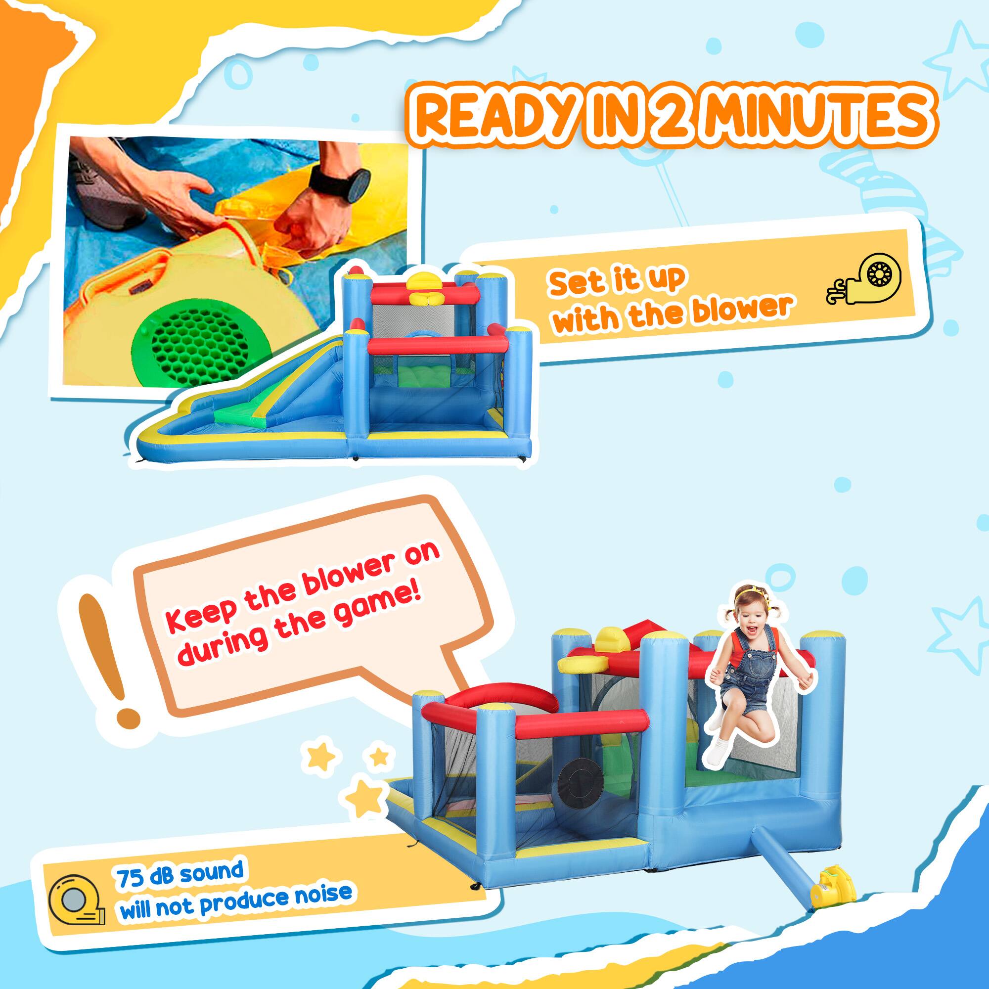 READY IN 2 MINUTES

Set it up with the blower

Keep the blower on during the game!

75 dB sound will not produce noise