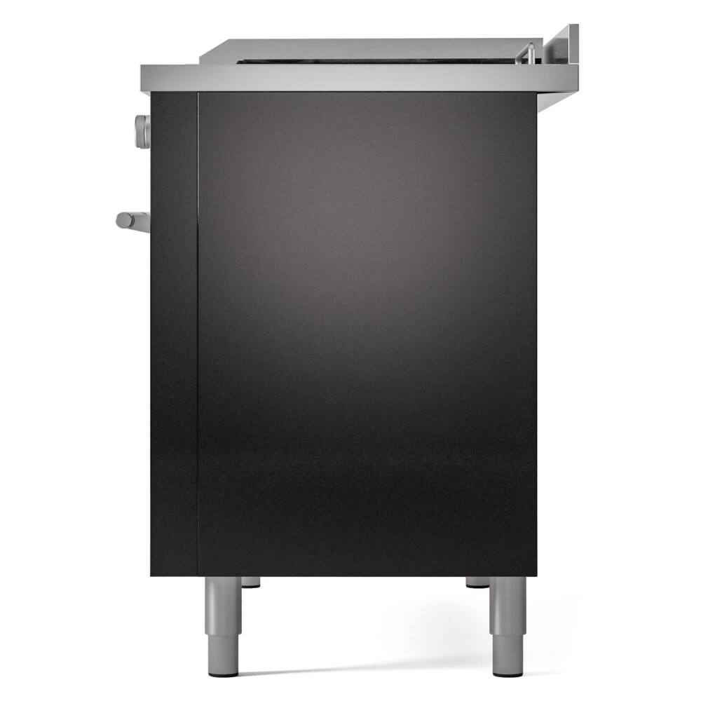 Alt View 9. ILVE - ILVE Professional Plus II Series 48 in. Dual Fuel Range with 5 Sealed Burners + Griddle (Liquid Propane, Satin Trim) - Glossy Black.