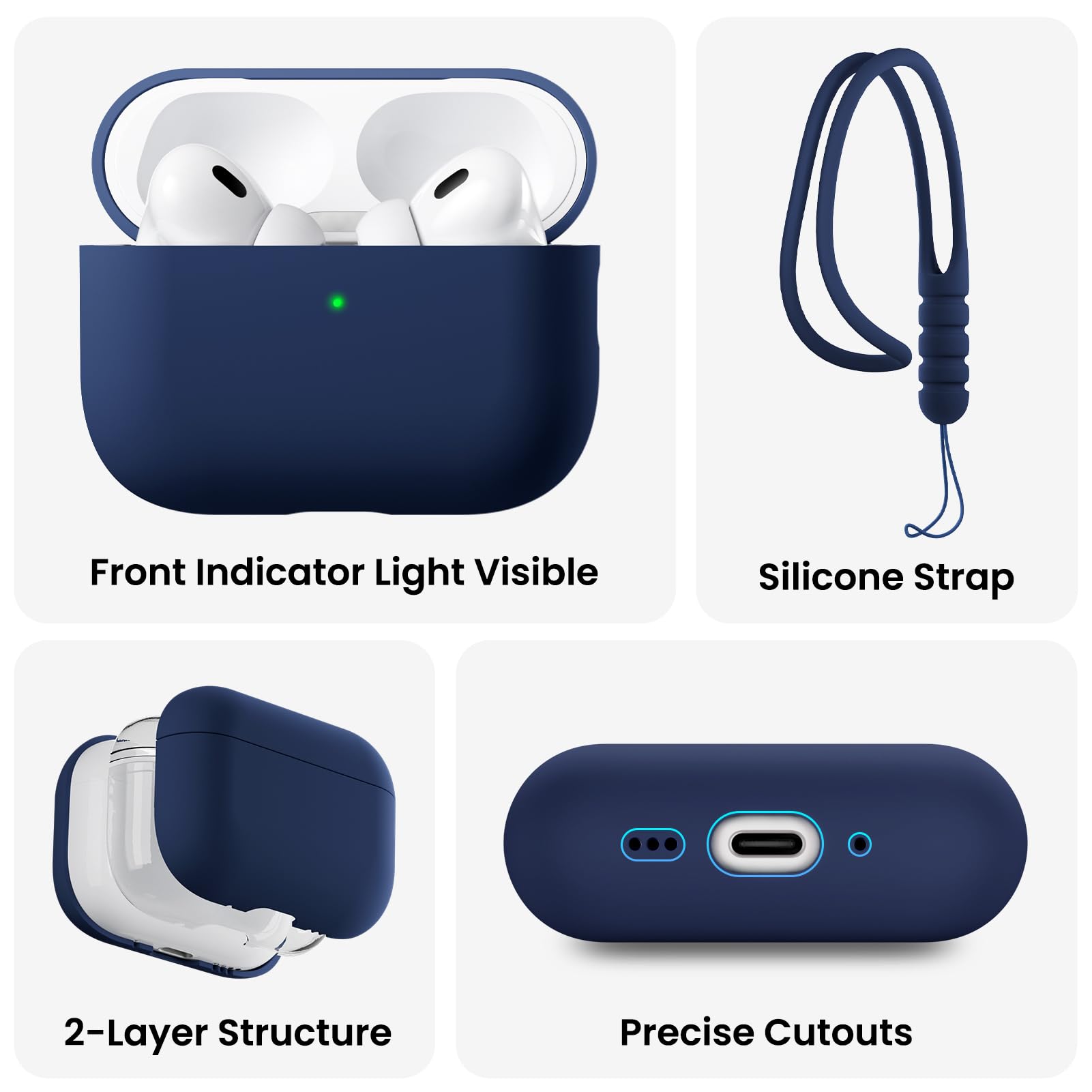 Front Indicator Light Visible  
Silicone Strap  
2-Layer Structure  
Precise Cutouts