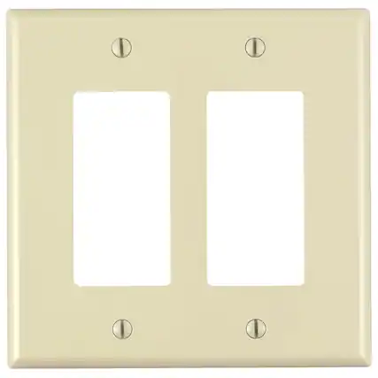 Front. Leviton - R51-PJ262-00I 2-Gang Midway Decora GFCI Device Wall Plate - White.