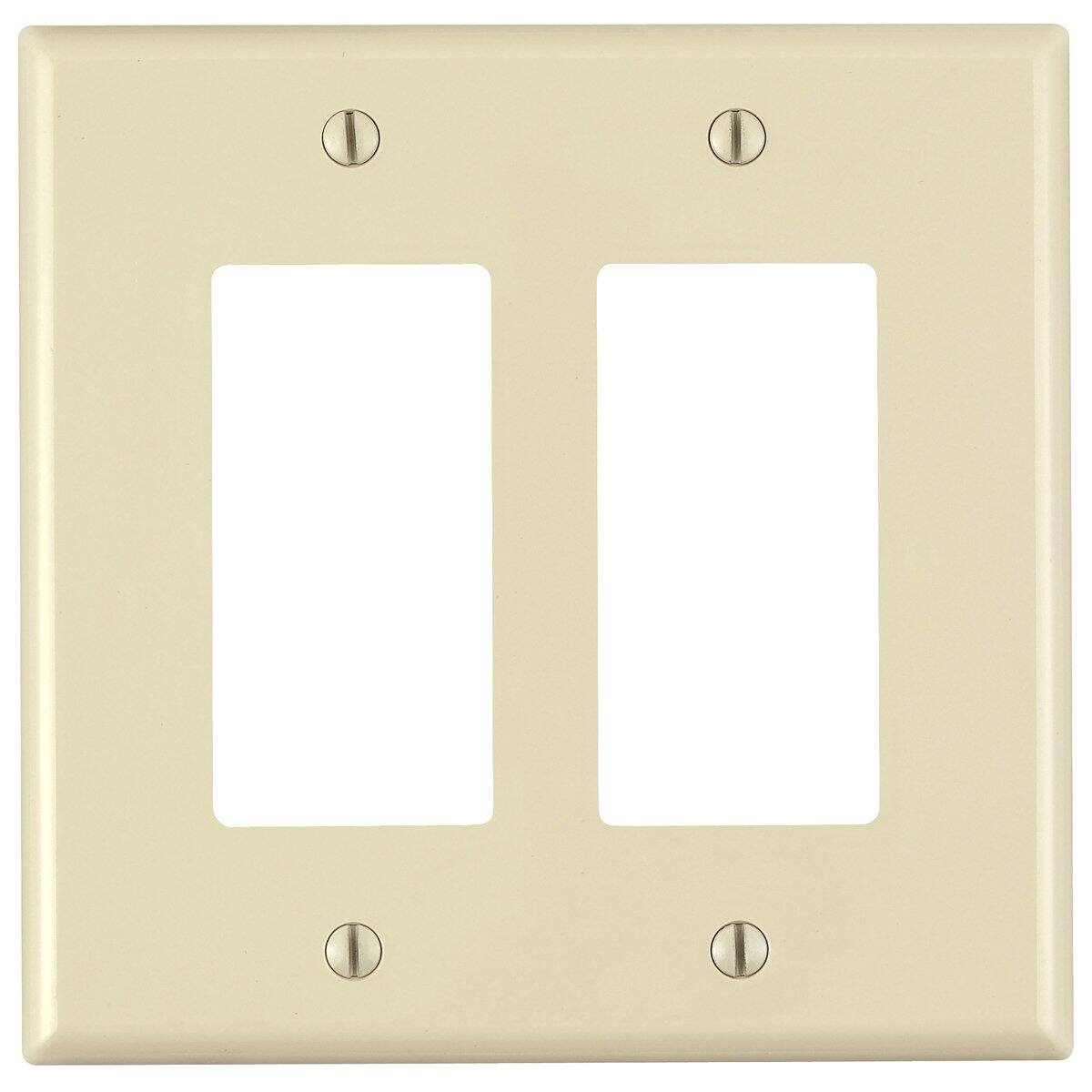 Front. Leviton - R51-PJ262-00I 2-Gang Midway Decora GFCI Device Wall Plate - White.