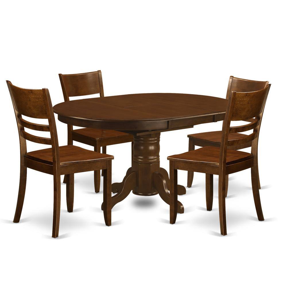 Left. East West Furniture - 5 Pc Kenley Dinette Table with a Leaf and 4 Wood Seat Chairs - Espresso.