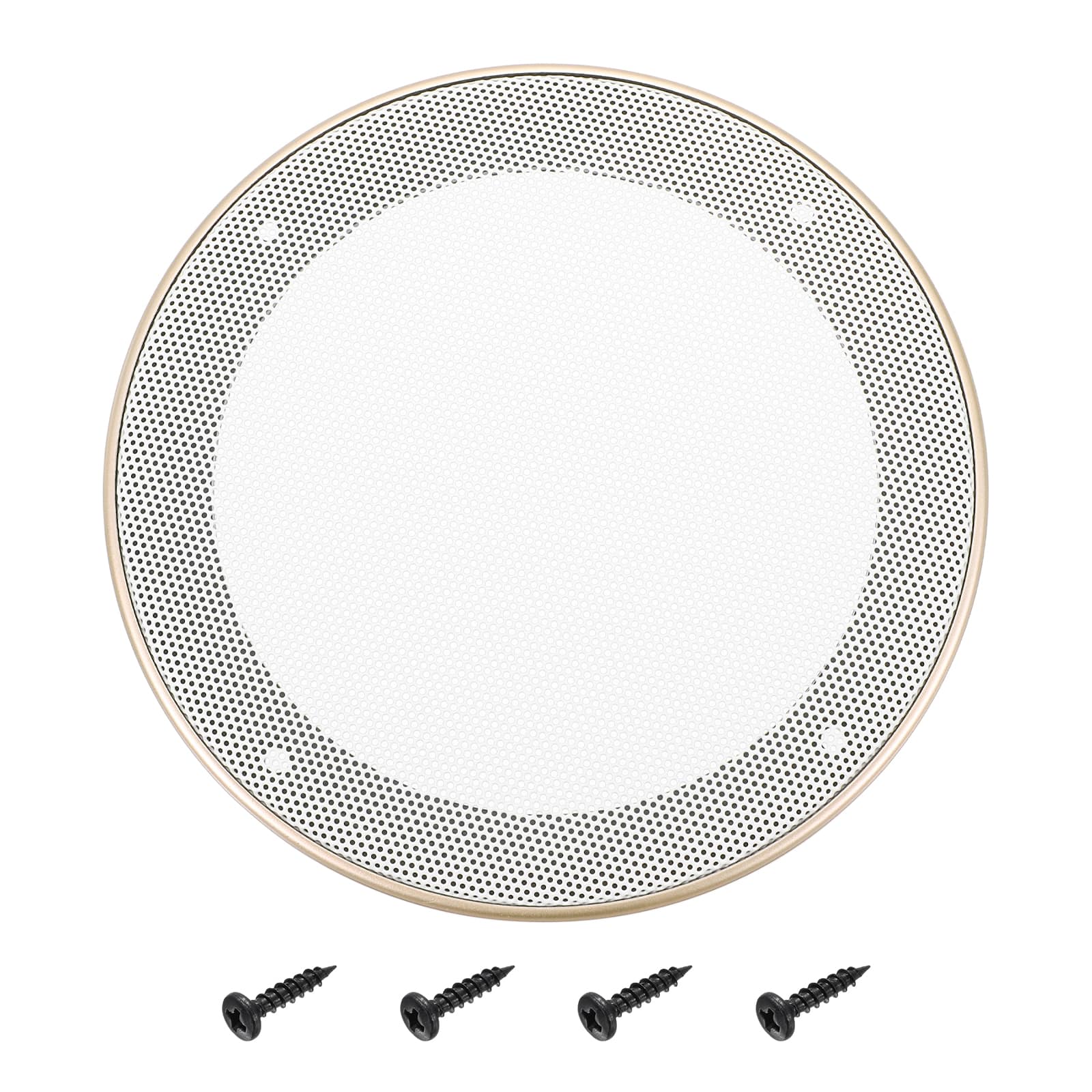 Unique Bargains - Speaker Grill Mesh Cover, Metal Subwoofer Grill Guard Protector ABS Frame for Car Audio, 4 Screws Included - White Gold