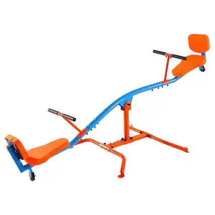 Front. VEVOR - Kids Seesaw, 300 lbs Load Capacity, Sit and Spin Teeter Totter with Easy-Grip Handles, Kids Outdoor Playground Equipment - Orange, blue.