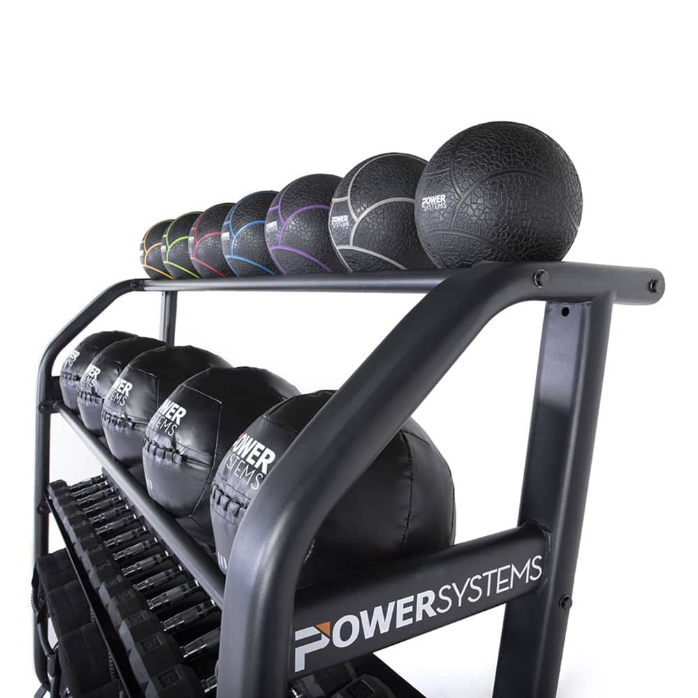 Power Systems - Denali Hybrid Rack - 4 -Tier Dumbbell and Med Ball Storage for Home or Gym - Black