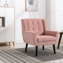 GOODSILO - Luxury Velvet Upholstered Accent Chair with Ergonomic Design for Living Room and Bedroom Comfort - Pink