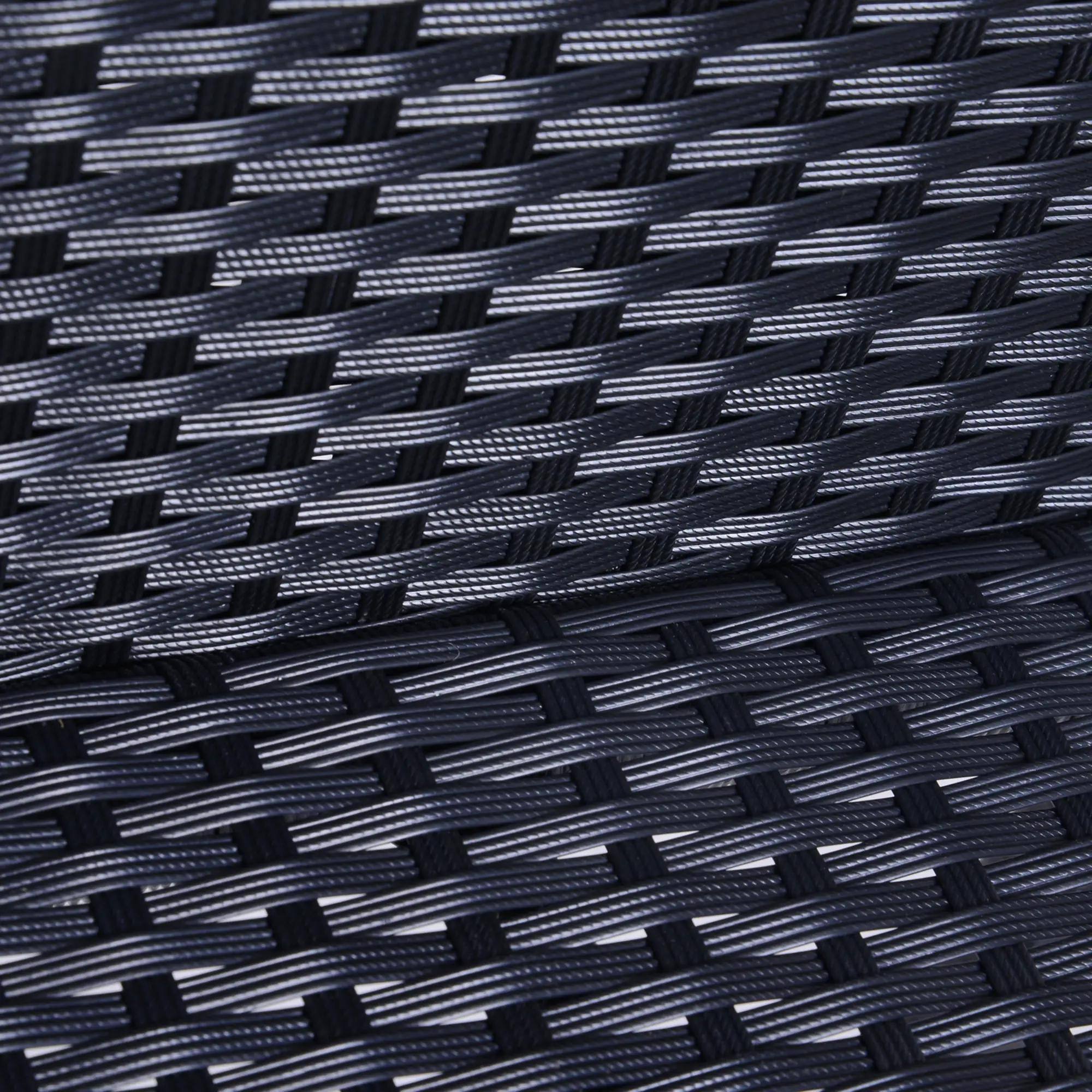 Alt View 2. Resenkos - Resenkos 3pcs Rattan Bar Set, A Bar Height Table, Two Matching Stools, Glass, Rattan, Aluminum, Black - Black.