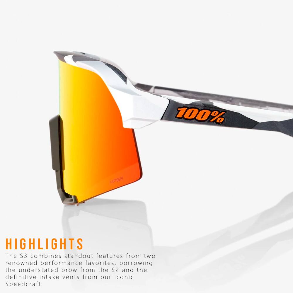 Back. 100% - 100% S3 Sunglasses Soft Tact Grey Camo HiPER Red Lens - N/A.