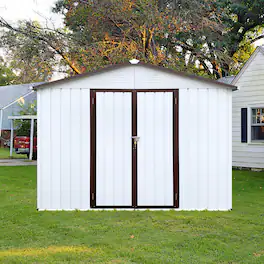 Mondawe - 8ftx6ft Outdoor Storage Sheds with Lockable Door - White