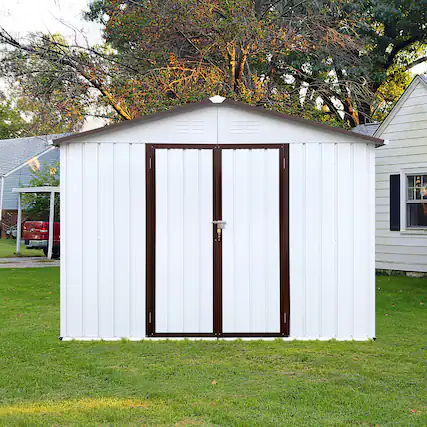 Front. Mondawe - 8ftx6ft Outdoor Storage Sheds with Lockable Door - White.