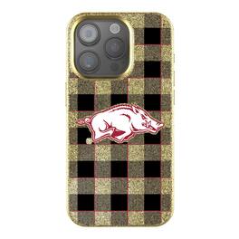 Keyscaper - NCAA - Arkansas Razorbacks Plaid Bling iPhone Case - 14 - Gold