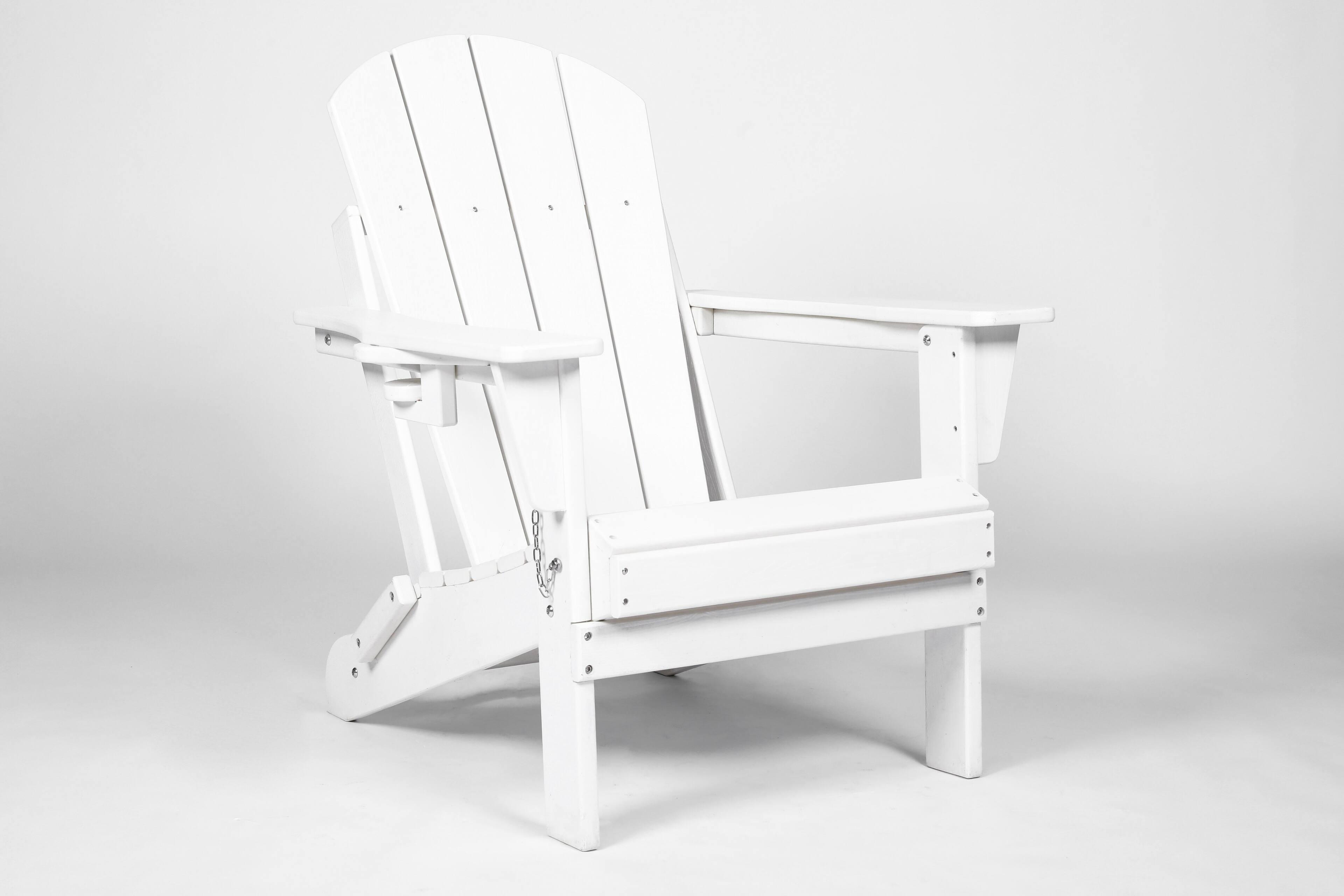 Alt View 4. GOODSILO - Folding Adirondack Chair with Side Table, 3-Piece Set (2 Chairs & 1 Table) - White.