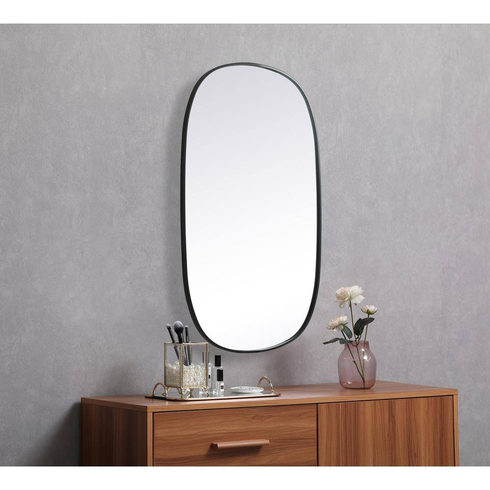 Alt View 4. Elegant Decor - Metal Frame Oval Mirror 30x48 Inch in Black - Black.