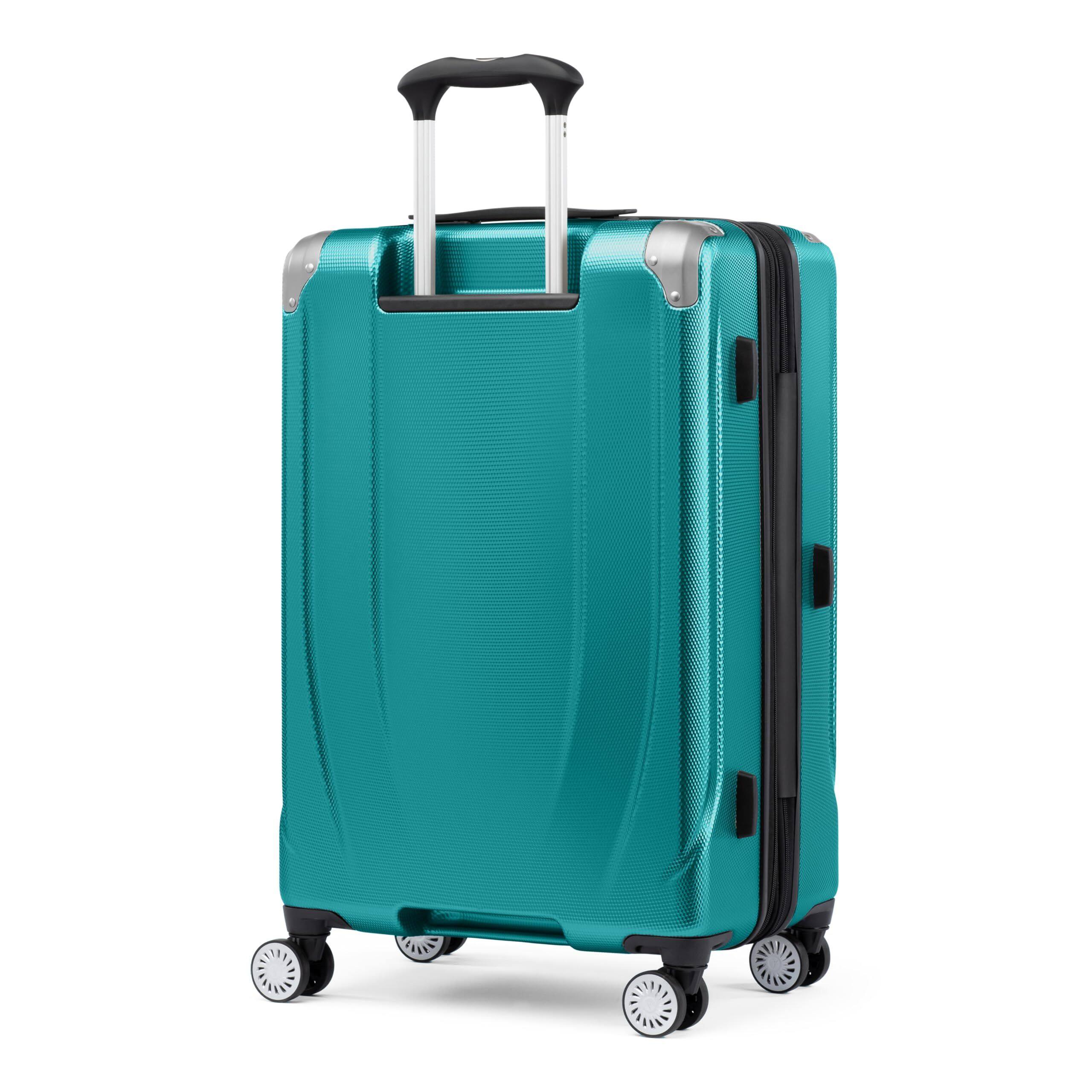 Left. Travelpro - Travelpro Pathways 3 Hardside Expandable 25" Checked Spinner - Kayak Teal.