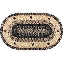 BreeBe - Braided Black Star Jute Rug - 3'x5' - Black, Tan