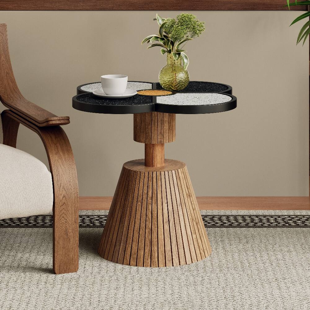 Loheer Four Leaf Clover Side Table Decorative Accent Table Wood Grain ...