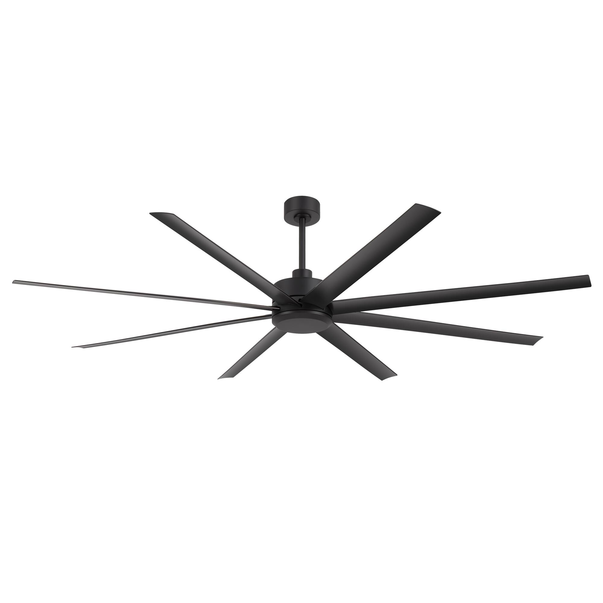 Angle. Breezary - 84-in Large Ceiling Fan with 8 ABS Blades, 6-Speed DC Motor, Remote Control, 3 Downrods with Timer, Optional Light Kit - Matte Black (Without Light).
