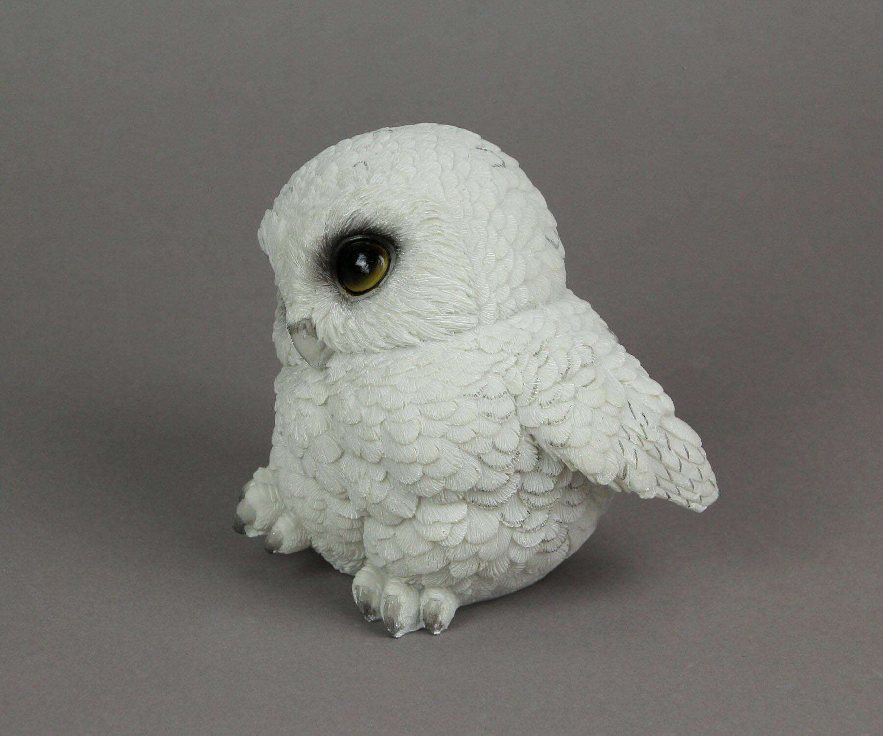 Alt View 1. Everspring Import Co. - Adorable Big Eyed White Baby Snowy Owl Mini Statue 4.75 Inches High - White.