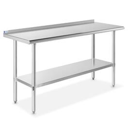 GRIDMANN - 60 x 24-in NSF Stainless Steel Prep Table with Backsplash - Silver