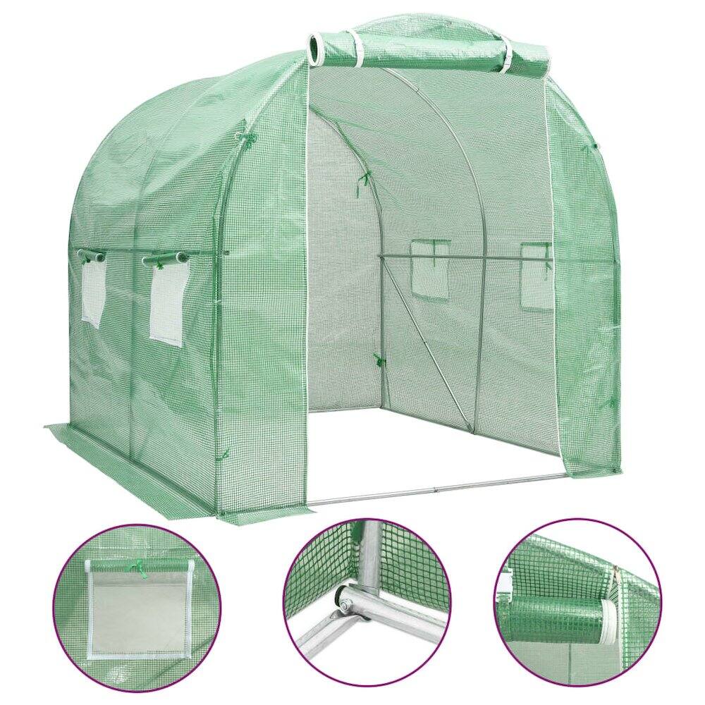 Angle. vidaXL - vidaXL Greenhouse Green Galvanized steel, PE mesh fabric Medium - Green.