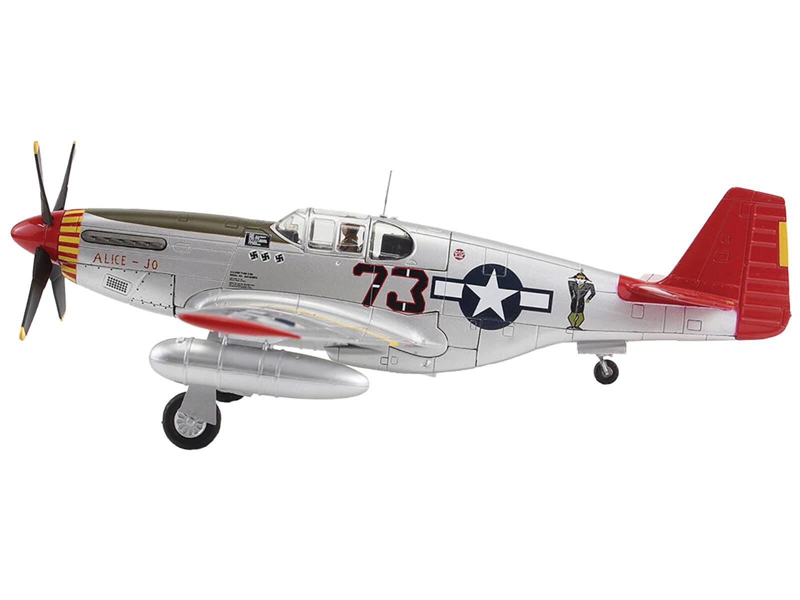 Left. Hobby Master - North American P-51C Mustang "Alice-Jo Capt. Wendell Pruitt 302nd FS Italy 1945" USAAF 1/48 Diecast Model - Multicolor.