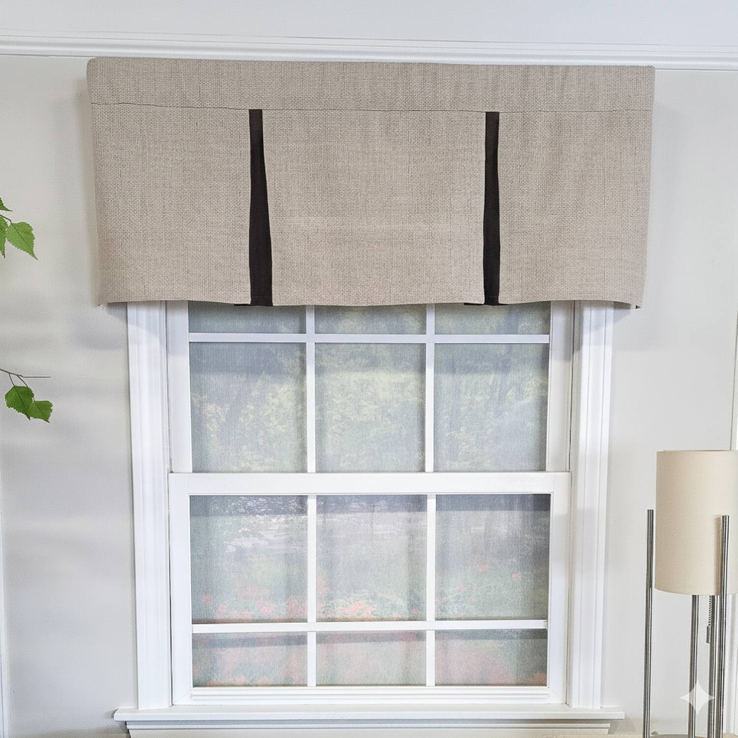 Angle. RLF Home - RLF Home Denton Pleated 100% Cotton Rod Pocket Lined  Window Valance 50" x 17" Taupe - Taupe.