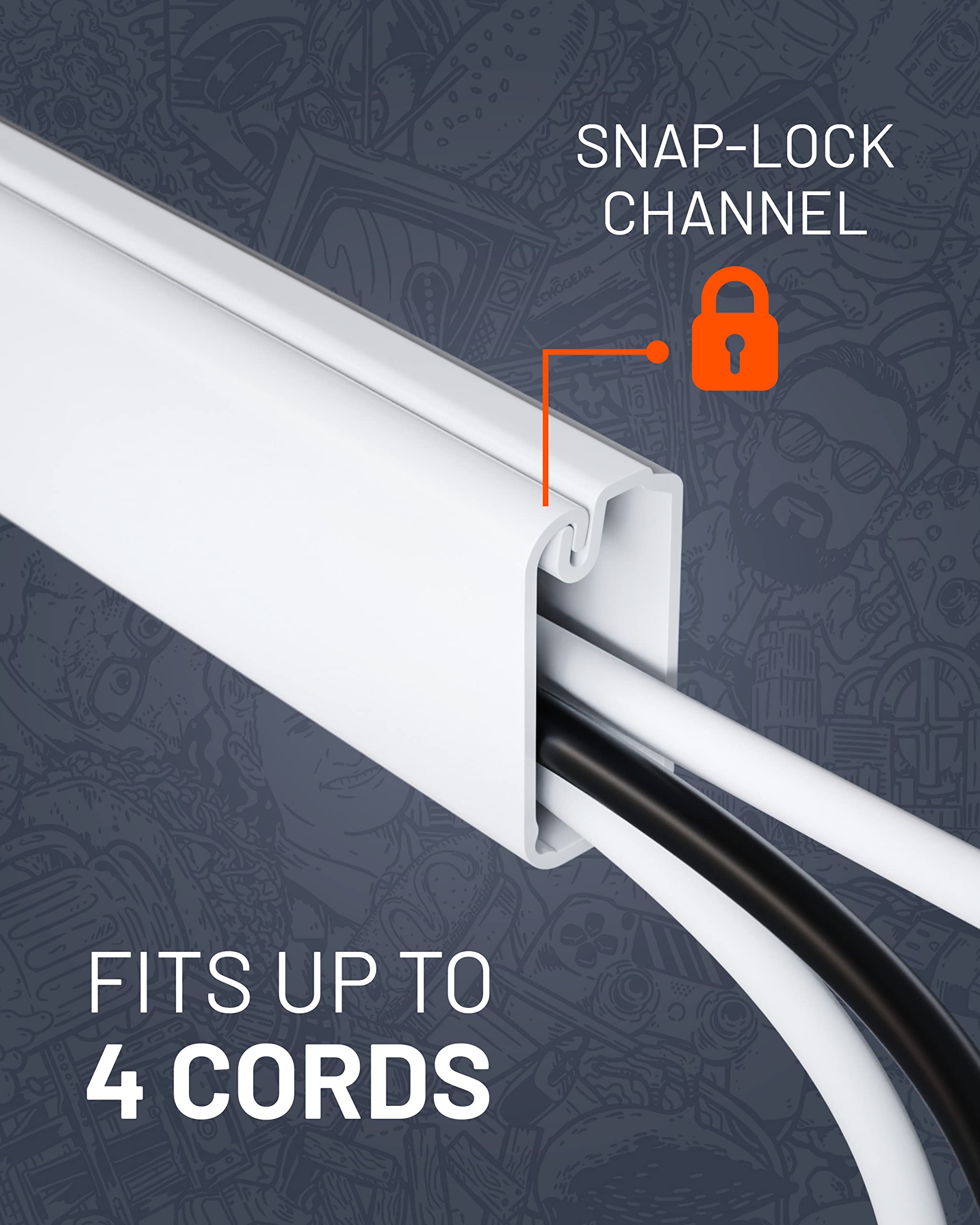SNAP-LOCK CHANNEL FITS UP TO 4 CORDS