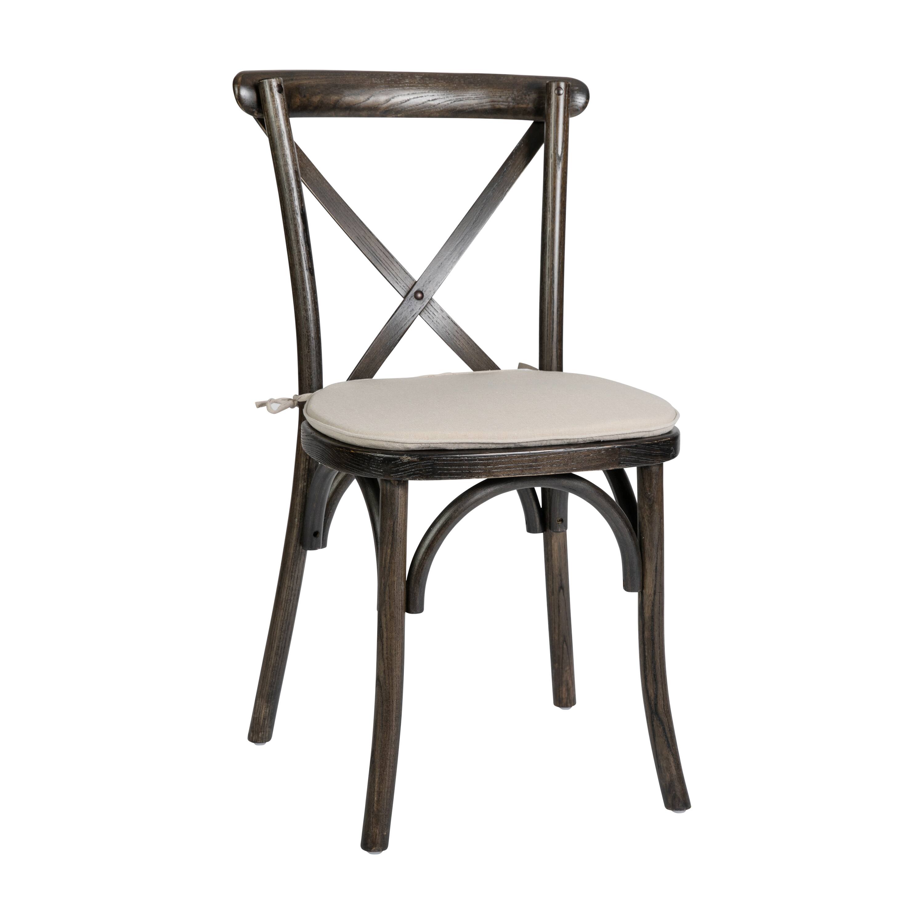 Alt View 1. Emma + Oliver - Stackable Wood Cross Back Dining Chair with Cushion - Early American.