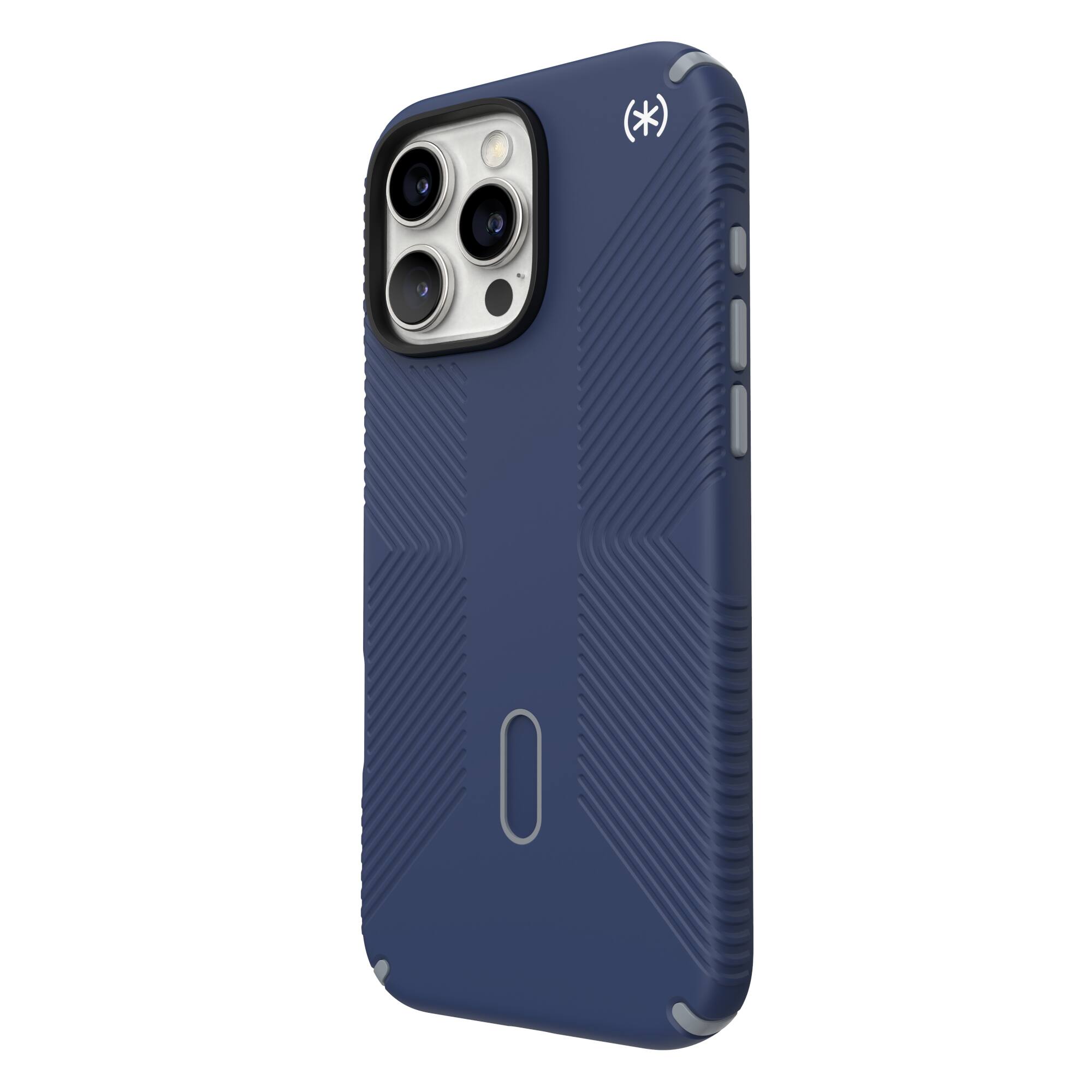 Angle. Speck - Presidio Perfect Clear ClickLock Case with MagSafe for Apple iPhone 16 Pro Max - Costal Blue.