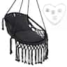 Costway - Macrame Swing Chair, Hanging Cotton Rope Swing Seat with Soft Seat Cushions - Black
