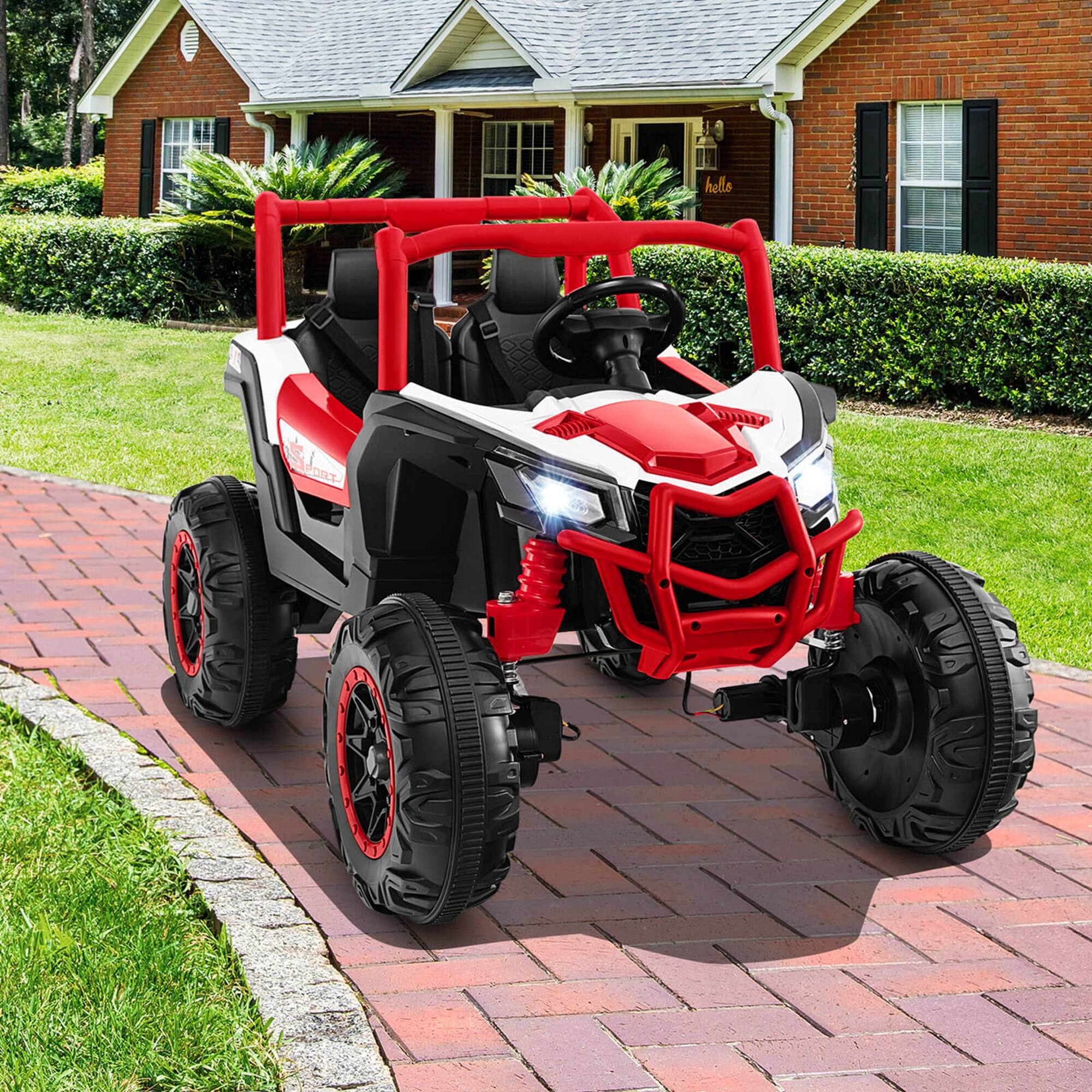 Alt View 3. Costway - Costway 24V Kids Ride on UTV with 4 x 100W Powerful Engine Remote Control High/Low Speed - Red.