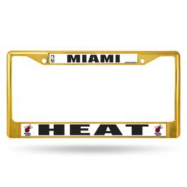 Rico Industries - Miami Heat NBA Gold Color Painted Chrome Metal License Plate Frame - Multi