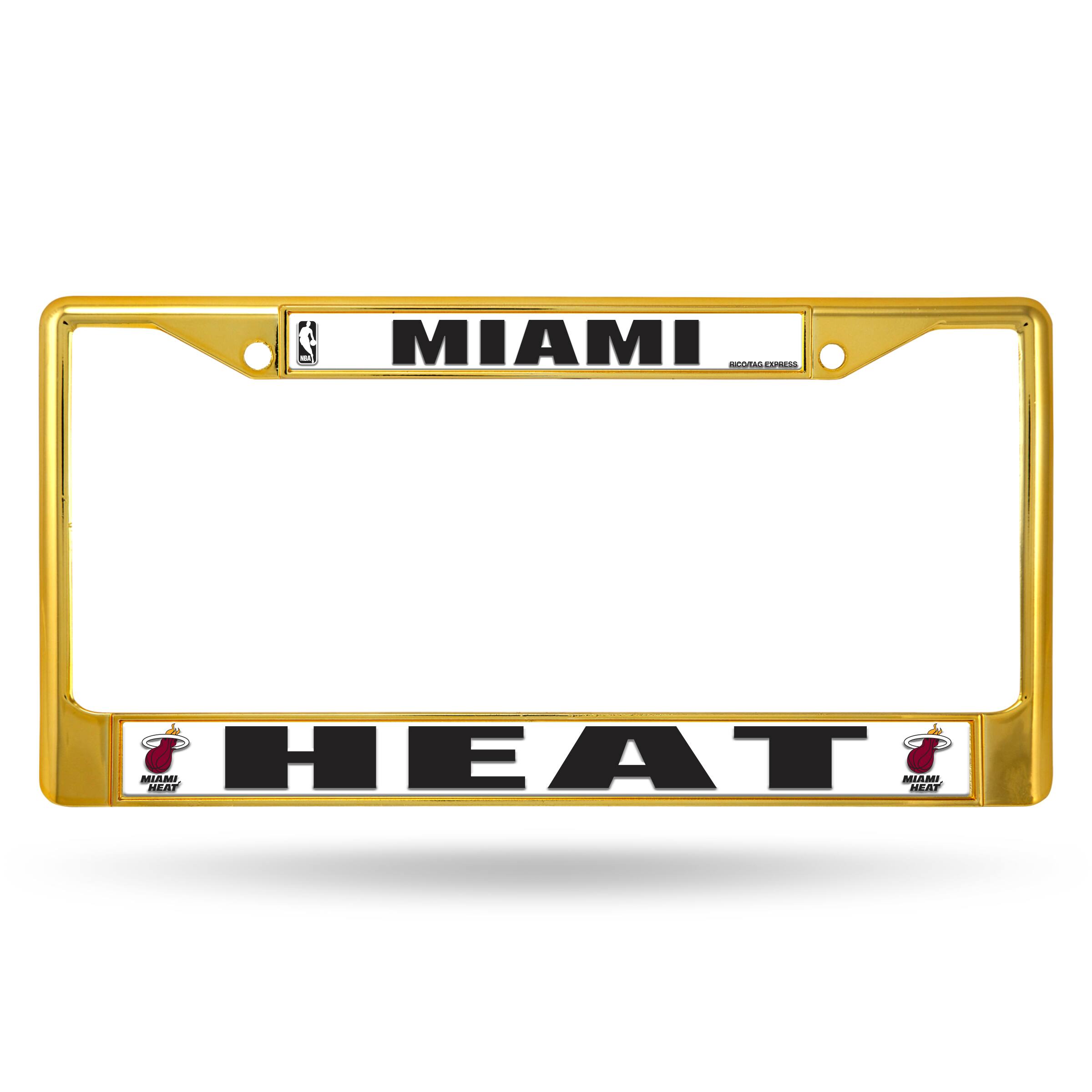 Miami Heat NBA Gold Color Painted Chrome Metal License Plate Frame