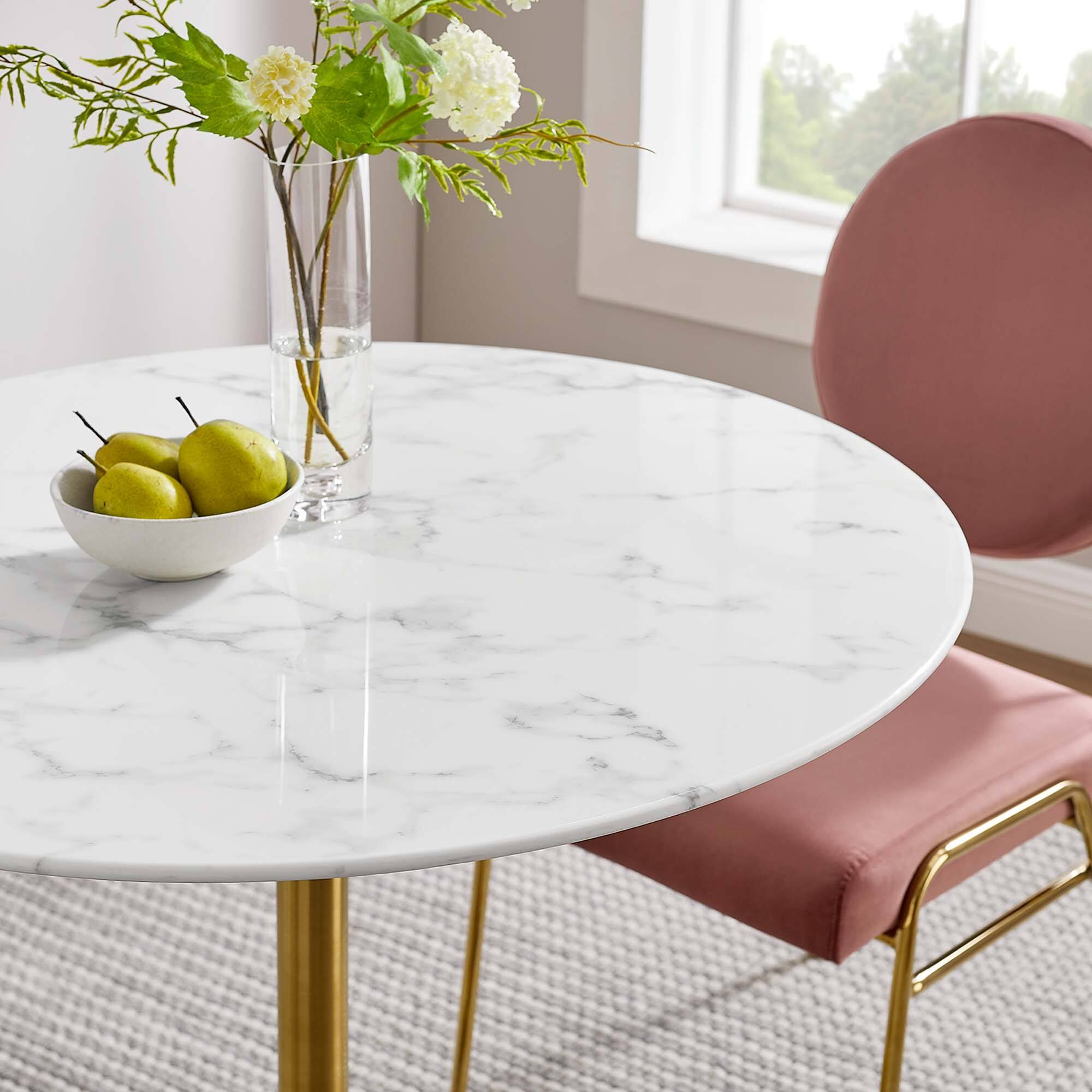 Alt View 1. Modway - Lippa Round 36" Dining Table - Gold White.