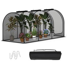 Gymax - 108 x 48 x 47in Portable Crop Cage w/3 Roll-Up Zippered Doors 4 Ground Stakes - Black