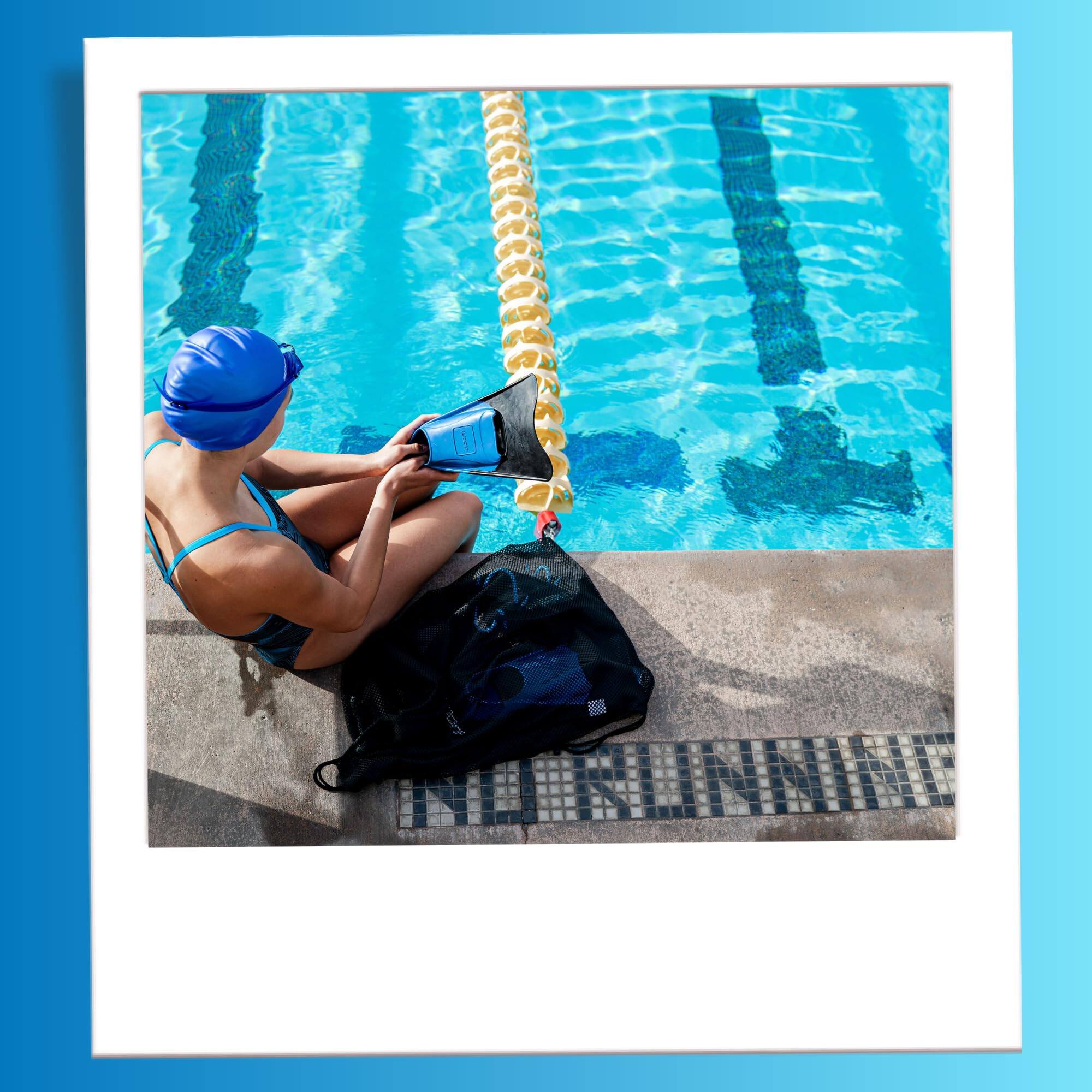 Alt View 5. Cozy Serene - Swimming Equipment Bags  Mesh Drawstring Backpack Swim Bag For Swimmers Beach - Black - Mesh Bag-1. Mesh Bag.