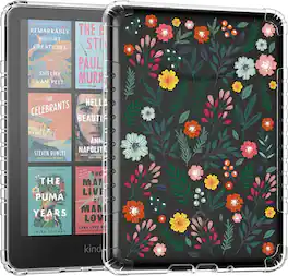 Fintie - Clear TPU Case for 7" Kindle Paperwhite 12th Gen 2024 & Kindle Colorsoft Slim Light Thin Soft Flexible TPU Back Cover - Clear Flowers