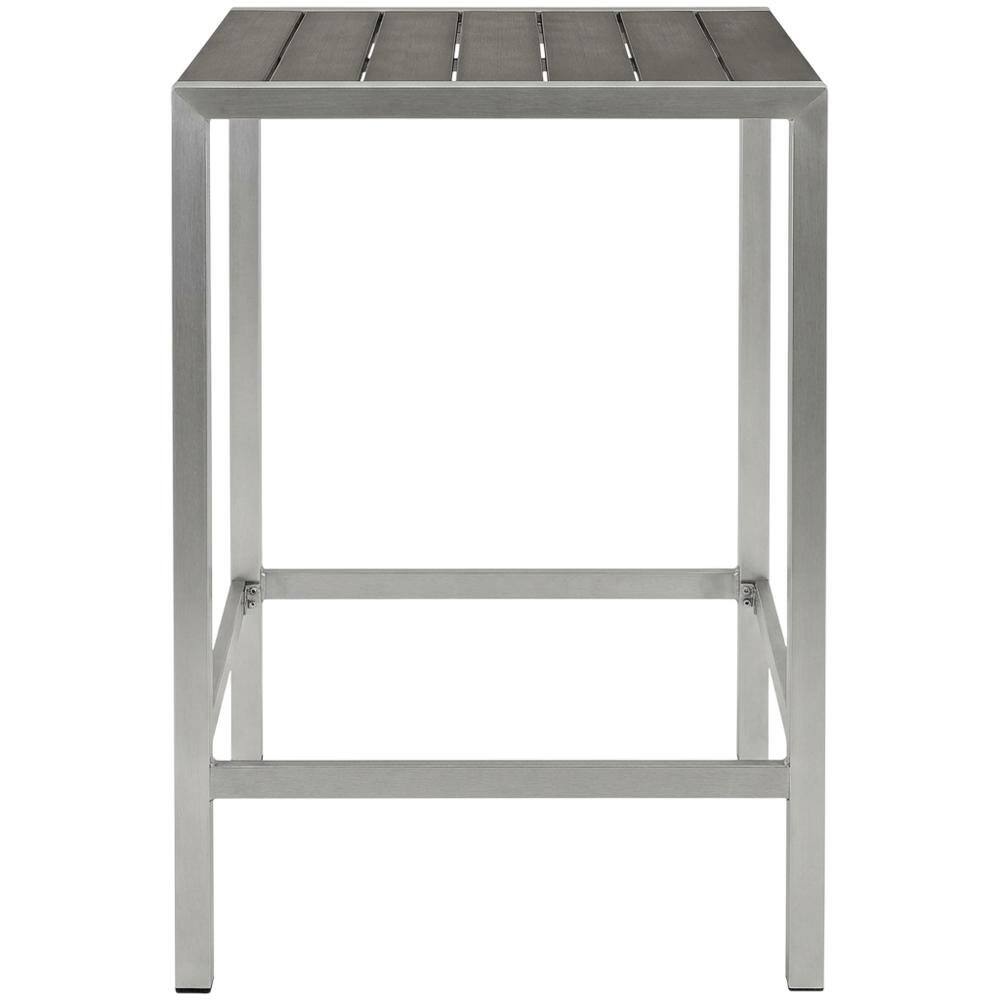 Back. Outdoor Escape - Aluminum Outdoor Bar Table With Square Top And Modern Design - Gray.