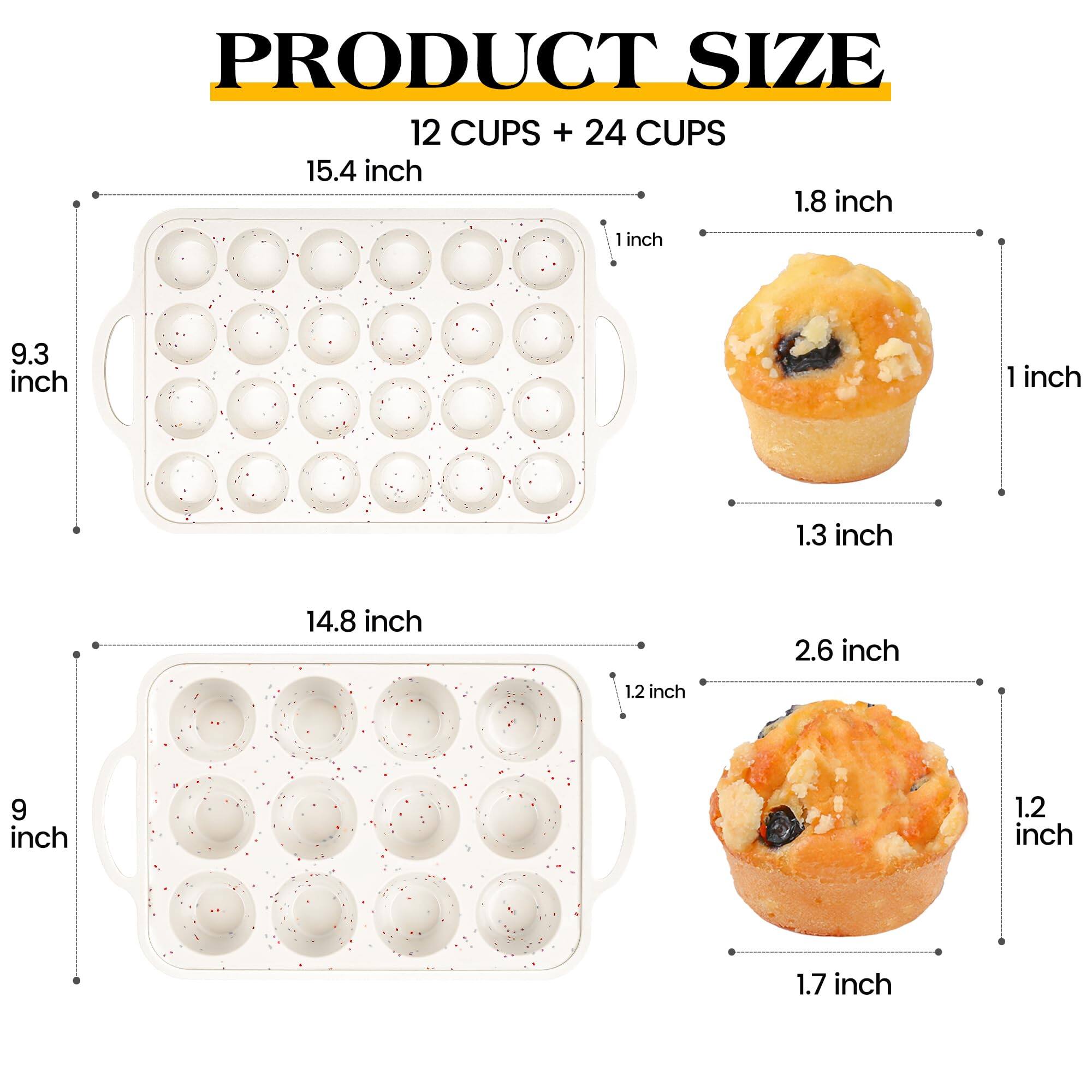 PRODUCT SIZE  
12 CUPS + 24 CUPS  

15.4 inch  
9.3 inch  
1 inch  
1.8 inch  
1.3 inch  

14.8 inch  
9 inch  
1.2 inch  
2.6 inch  
1.2 inch  
1.7 inch
