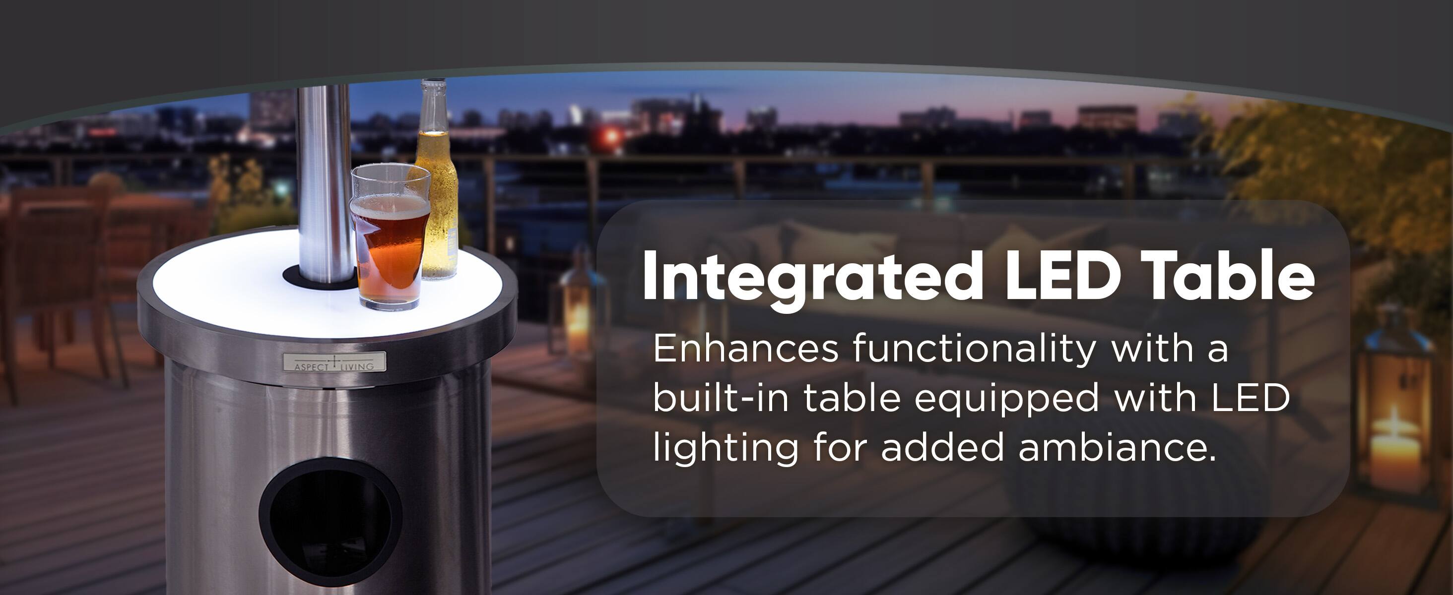 Integrated LED Table Enhances functionality with a built-in table equipped with LED lighting for added ambiance.