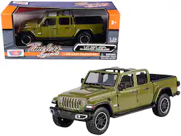 2021 Jeep Gladiator Overland (Open Top) Pickup Truck 1/24-1/27 Diecast Model Car by Motormax - Matt Green