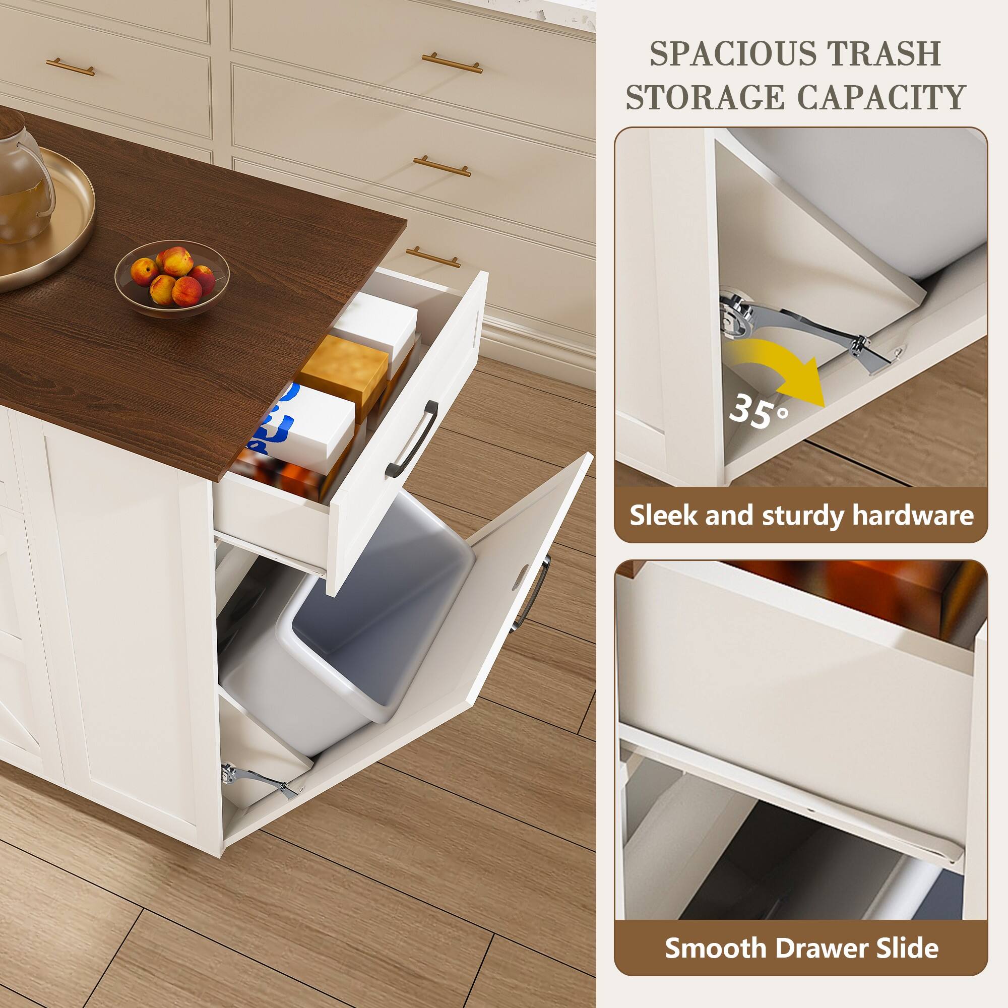 - SPACIOUS TRASH STORAGE CAPACITY
- Sleek and sturdy hardware
- Smooth Drawer Slide