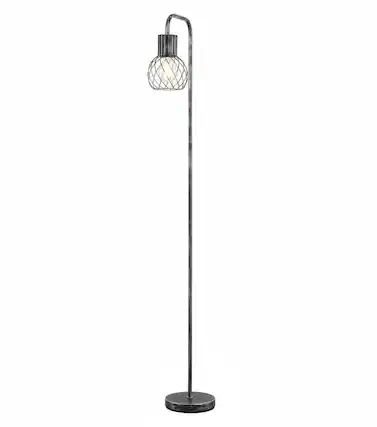 Front. FINEAK - Industrial Antique Silver Floor Lamp - Modern Minimalist Farmhouse Standing Lamp with 6W LED Bulb & Foot Switch - Sliver;Black.
