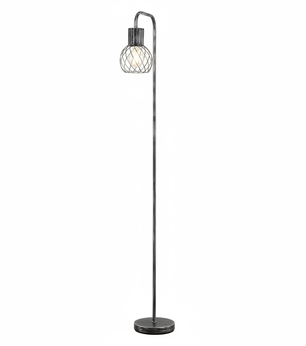 Front. FINEAK - Industrial Antique Silver Floor Lamp - Modern Minimalist Farmhouse Standing Lamp with 6W LED Bulb & Foot Switch - Sliver;Black.