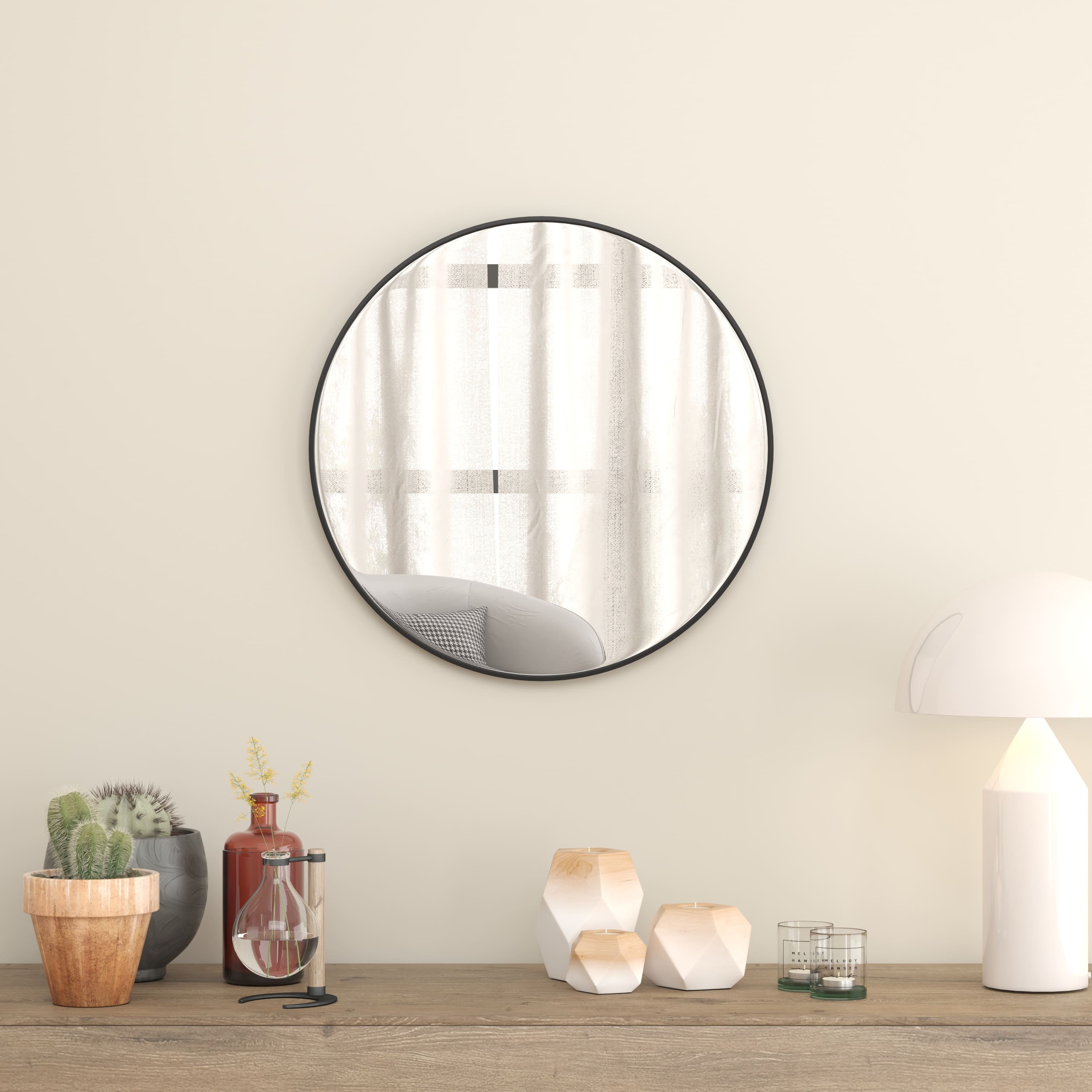 Emma + Oliver - Metal Wall Mounted Mirror with Oxidized Finish for a Distressed Look, 4mm Silvered Back and Anti-Shatter Safety Film - Black