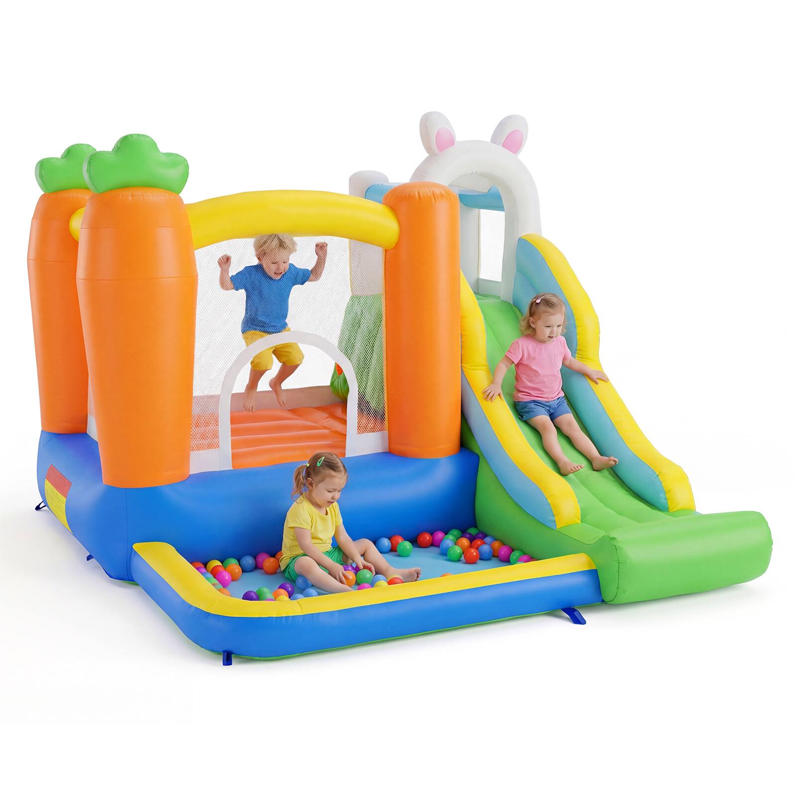 Alt View 8. Gymax - Gymax Rabbit Inflatable Playground w/Climbing Wall Slide & Ball Pit 370W Blower - Multicolor.